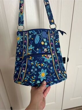 Vera Bradley & Disney Navy Floral Crossbody with Turquoise & Yellow Accents